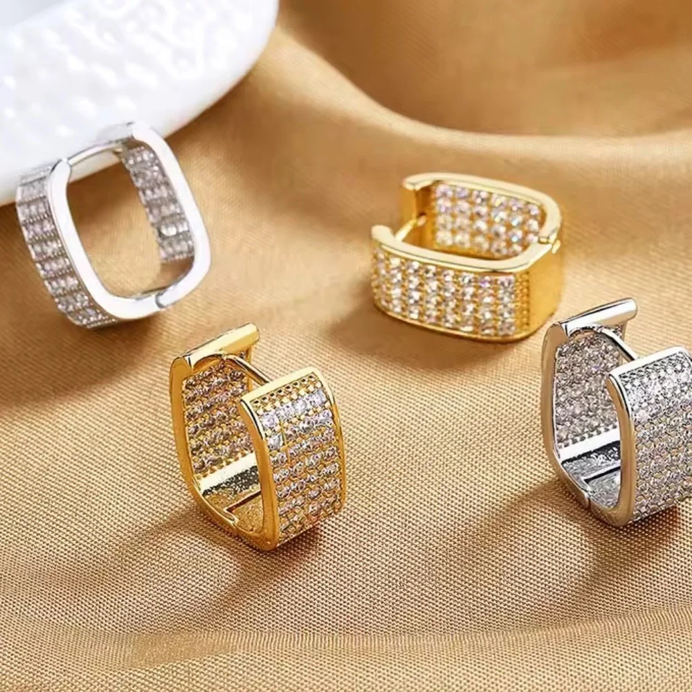 Gold Paved CZ Hoop Earrings